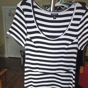 Torrid Black and White Fitted Midi Dress